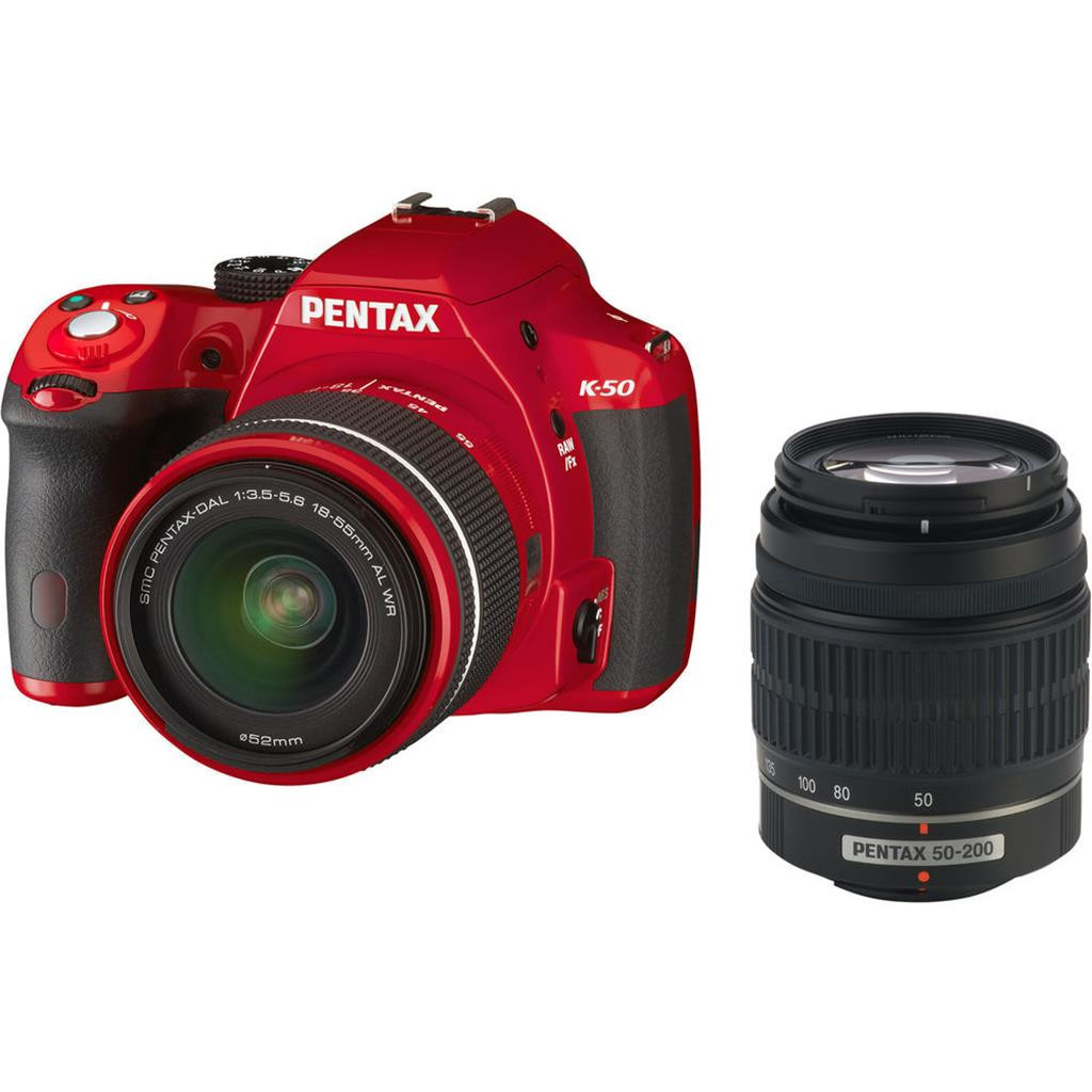 Фотоаппарат Pentax K-50 Double Kit 18-55 + 50-200 WR Red
