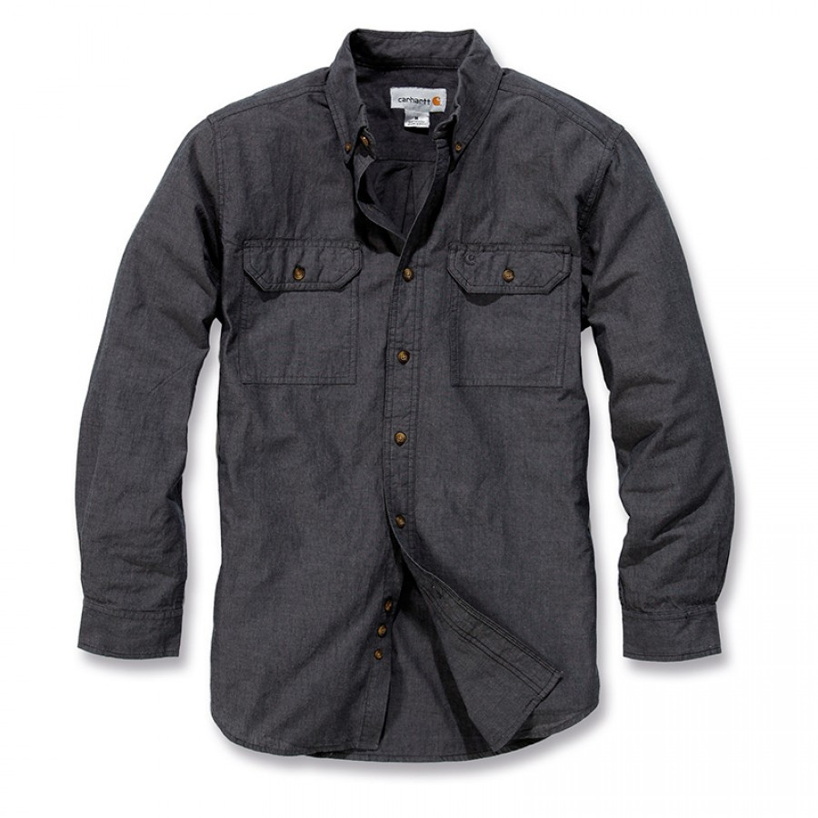 Рубашка Carhartt L/S Fort Solid Shirt - S202 (Black Chambray, S)