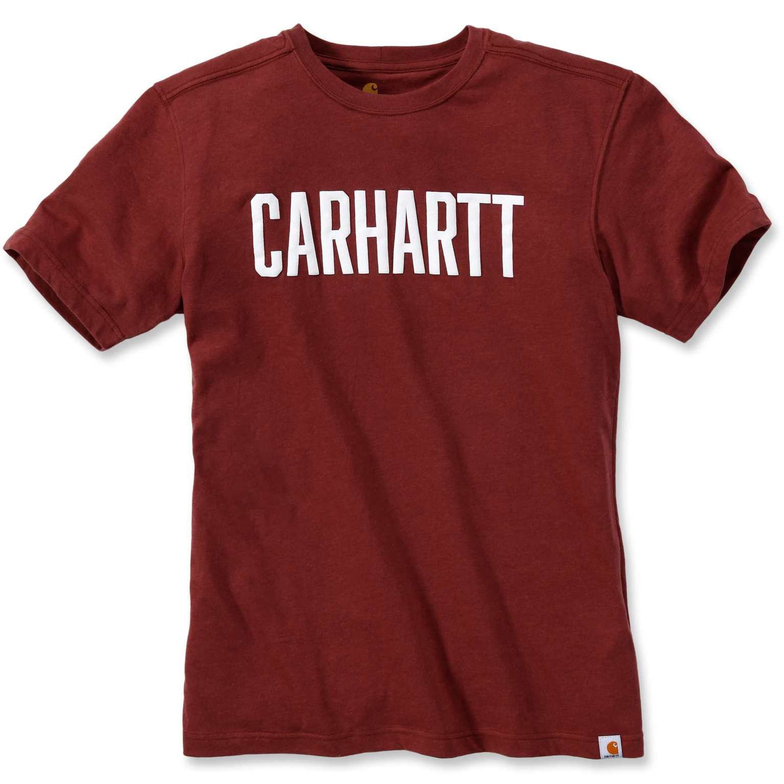 Футболка Carhartt Block Logo T-Shirt S/S - 103203 (Fired Brick Heather, XS)