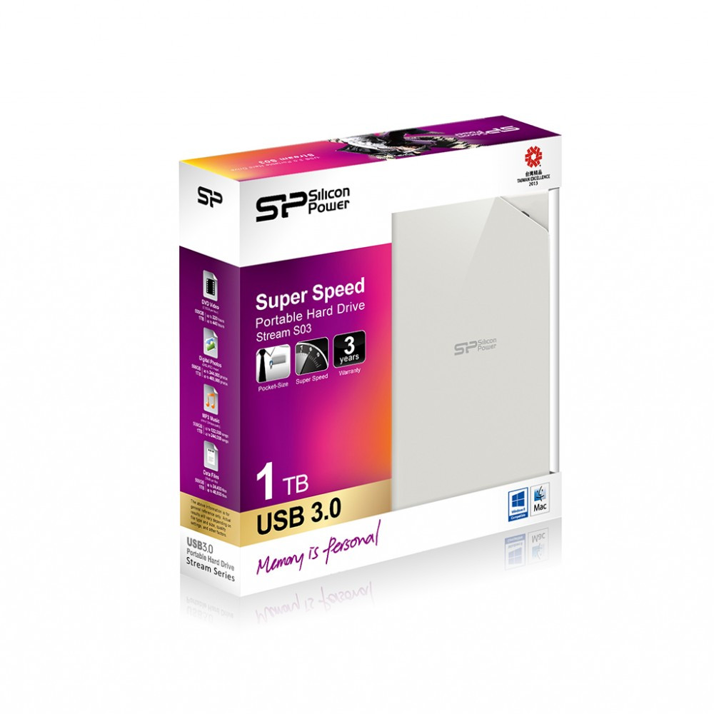 Жесткий диск Silicon Power Stream S03 1TB White (SP010TBPHDS03S3W)