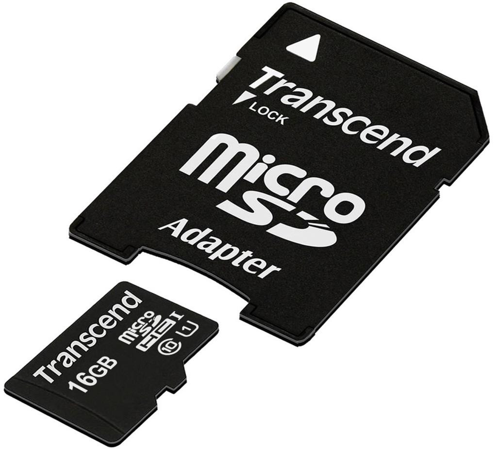 Карта памяти Transcend Premium microSDHC 16GB Class 10 UHS-I (TS16GUSDU1)