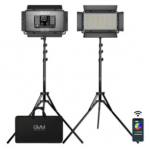 Набор видеосвета GVM 1500D LED 3200-5600K RGB на 2 осветителя