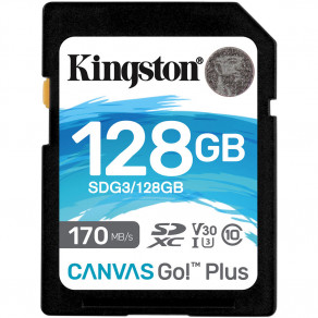 Карта памяти SD Kingston Canvas Go! Plus 128GB UHS-I, U3, V30 (R170/W90)