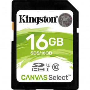 Карта памяти SDHC Kingston 16GB C10 UHS-I (R80)