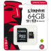 Карта памяти Kingston 64GB microSDXC C10 UHS-I R80MB/s + SD адаптер