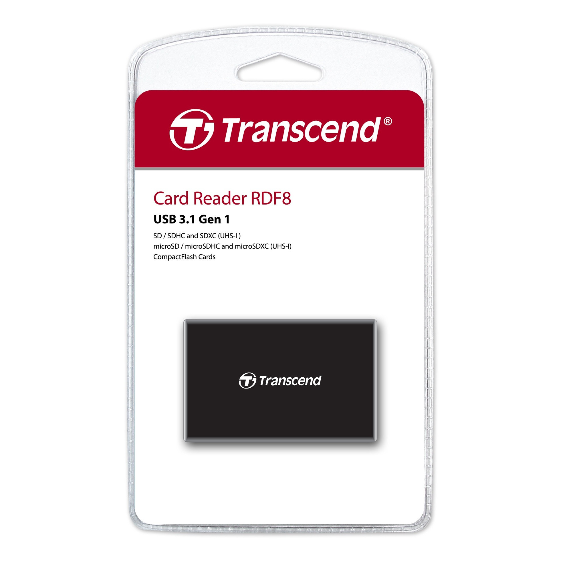 Кардридер универсальный Transcend All-in-1 USB 3.1-microUSB 3.0 Black (TS-RDF8K2)