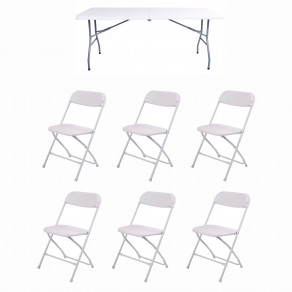 Набор складной мебели для дома, конференций, пикника CarryOn Etna 1.8 м белый (стол + 6 стульев)