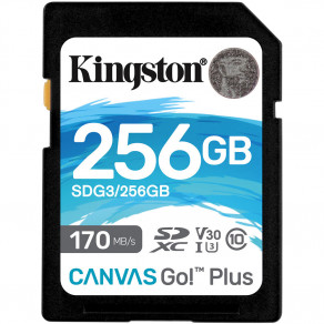 Карта памяти SD Kingston Canvas Go! Plus 256GB UHS-I, U3, V30 (R170/W90)